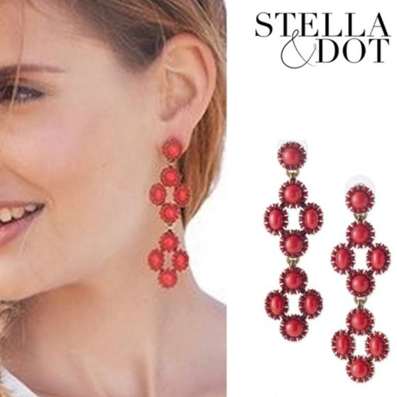 Stella & Dot Jewelry - Stella & Dot | Retired Versatile 3-in-1 Coral Red Sardinia Earrings